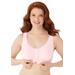 Plus Size Women's Wireless Cotton Snap Front Bra by Comfort Choice in Shell Pink (Size 50 DDD)