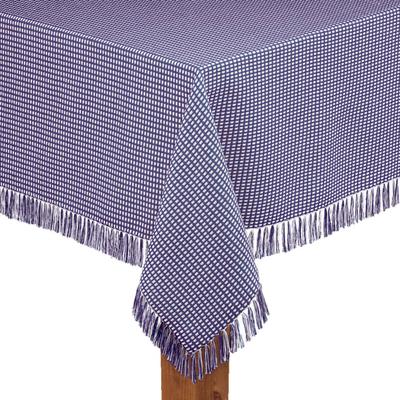 Wide Width Homespun Check Woven Tablecloth by LINTEX LINENS in Marine Blue (Size 60" W 120"L)