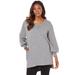 Plus Size Women's Blouson Sleeve High-Low Sweatshirt by Roaman's in Medium Heather Grey (Size 34/36)