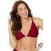 Plus Size Women's O-Ring Knit Mesh Overlay Bikini Top by Swimsuits For All in Maroon (Size 10)