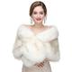 YAOMEI Faux Fur Wrap Shawl Womens Cape Scarves Scarf Pashmina Collar Shawl, Soft Winter Large Shrug Stoles Warm Neckerchief Flapper Outfit Winter Coat (White3)