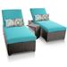 Classic Chaise Set of 2 Outdoor Wicker Patio Furniture With Side Table