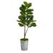 4' Fiddle Leaf Fig Artificial Tree in Metal Planter - 12.5"