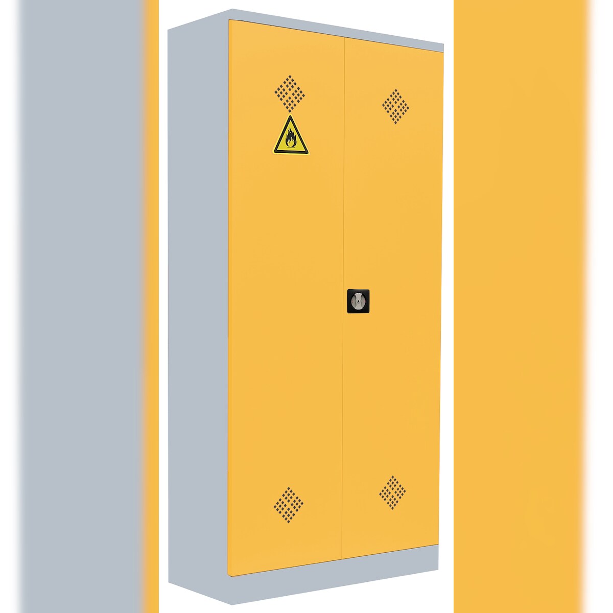 Lüllmann® Umweltschrank, 2 Türen, 4 Wannenböden, 1950 x 916 x 422 mm, lichtgrau/rapsgelb Image