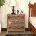 Mercer41 Arnim Modern Farmhouse 3-Drawer Nightstand w/ Mirror Fronts Wood in Brown | 28.3 H x 26 W x 11.8 D in | Wayfair