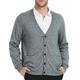 Kallspin Men's Big & Tall Cardigan Sweater Cashmere Wool Blend V Neck Buttons Cardigan with Pockets(Light Grey,XL-Tall)