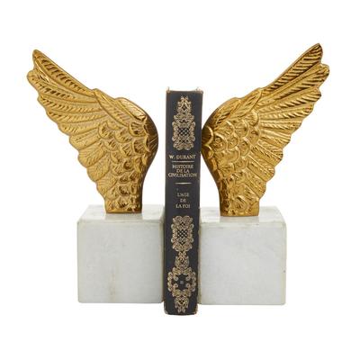 Juniper + Ivory Set of 2 10 In. x 5 In. Contemporary Bookends Gold Aluminum - 27990