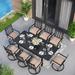 7/9-Piece Steel Patio Dining Set with 6/8 Steel Slat Swivel Chairs and 1 Expandable Outdoor Dining Rectangle Table