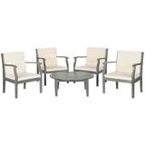 SAFAVIEH Outdoor Living Colfax Brown Acacia Wood 5-piece Beige Cushion Patio Set