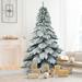 Gymax 7.5ft Artificial Christmas Tree Snow Flocked Hinged Pine Tree w/ - See Details