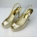 Michael Kors Shoes | Michael Kors Gold Metallic Leather Open Toe Heels | Color: Gold | Size: 8