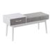 Telephone Contemporary Bench in White Wood and Grey Fabric with Pull-Out Drawer by LumiSource - Lumisource BC-PHONE WGY