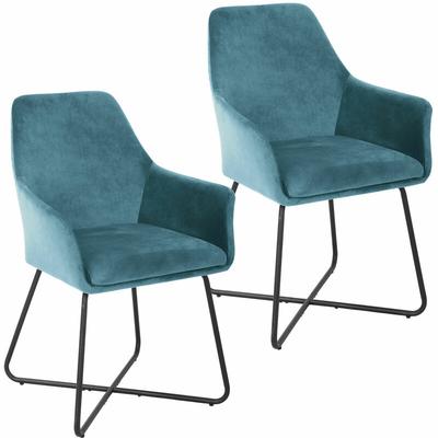 Josie Dining 2er Set Esszimmerstuhl Sessel Polsterstuhl Stoff Petrol - Svita Image