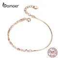 Bamoer-Bracelet de base en or rose avec boîte à câble bijoux en argent regardé serrure JOcorrigée