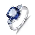 Gem's Ballet-Bague en argent regardé 925 pour femme bijoux fins quartz mystique bleu iolite