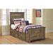 Trinell Rustic Panel Bed with Drawer Storage