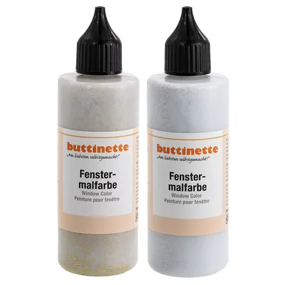 buttinette Glitter-Fensterfarbe in verschiedenen Farbtönen, 85 ml