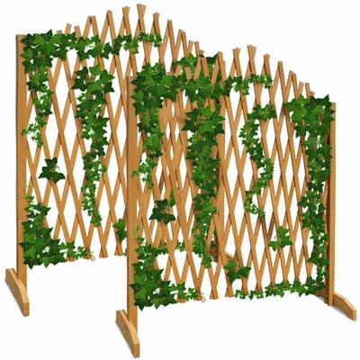 2er Set Rankgitter Gartenzaun bis 200cm ausziehbar faltbar Garten Balkon Spalier Rankhilfe Holzzaun