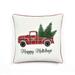 Lush Decor Holiday Truck Plaid Embroidery Script Decorative Pillow Cover