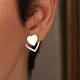 Boucles d'oreilles simples et mignonnes en forme de cœur avec Double amour pour femmes et filles