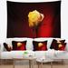 East Urban Home Polyester Floral Beautiful Colored Rose Tapestry w/ Hanging Accessories Included Polyester in Black/Red | 50 H x 60 W in | Wayfair