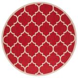 Red 48 x 0.25 in Area Rug - Wade Logan® Arneshia Geometric/Beige Indoor/Outdoor Area Rug | 48 W x 0.25 D in | Wayfair