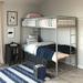 Mack & Milo™ Spady Twin Over Twin Standard Bunk Bed w/ Shelves Metal in Gray | 67.5 H x 41.5 W x 78 D in | Wayfair E32A4DBDFE1B4109919802077D1C8F29