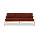 Joss & Main Elswick 86" Wide Outdoor Teak Patio Sofa w/ Sunbrella Cushions Wood/Natural Hardwoods/Sunbrella® Fabric Included in Red/Brown | Wayfair