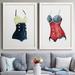 Dovecove Vintage Swimwear I - 2 Piece Picture Frame Painting on Canvas Plastic in Black/Blue/Green | 20 H x 34 W x 1.5 D in | Wayfair