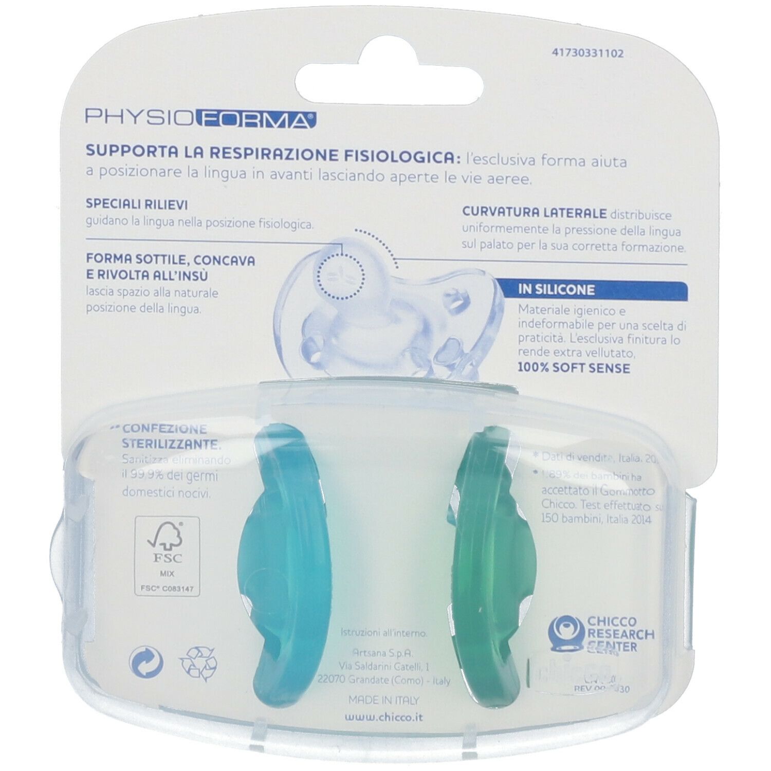 Chicco PhysioForma® Gommotto Bambino 6-16m 2 Pezzi 1 pz Tettarella