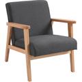 Fauteuil lounge style néo-rétro assise dossier ergonomique accoudoirs structure bois hévéa