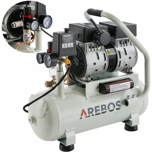 Arebos - Druckluft Flüsterkompressor Luftkompressor 500W 12L Druckbehälter - Silber