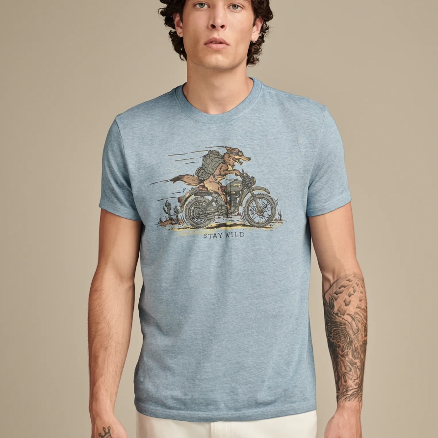 Lucky Brand Coyote Biker Tee - Men's Clothing Tops Shirts Tee Graphic T Shirts in Allure, Size L