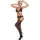 Obsessive Sexy Lingerie Body Stocking as a Seductive Combination of Halterneck Soft Bra, Suspender Belt and Stockings, Black, Size S/M/L