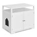 Costway Wooden Cat Litter Box Enclosure Hidden Cat Washroom with Storage Layer-White