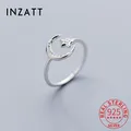 INZATT – bague ajustable en argent Sterling 925 Zircon brillant lune étoile pour femmes