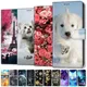 Étui portefeuille à rabat pour enfants tour rose chien chat pour Huawei P Smart 2018 Z Mate 20 10