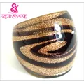 Red Snake-Bague en verre de Murano faite à la main sable doré avec ligne violette