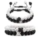Bracelets tressés à Distance pour Couples pierres naturelles blanches et noires perles Ying Yang