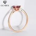 CC-Bagues vintage plaquées or rose pour femmes 4 griffes creuses bague en pierre ronde bijoux de