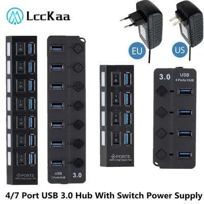 LccKaa-Répartiteur USB 3.0 avec interrupteur mini hub adaptateur d'alimentation connecteur de