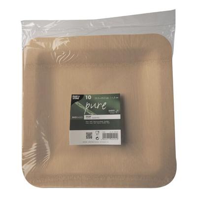 Papstar 10 Teller Bambus eckig natur - 25,5 x 25,5 cm mehrfarbig