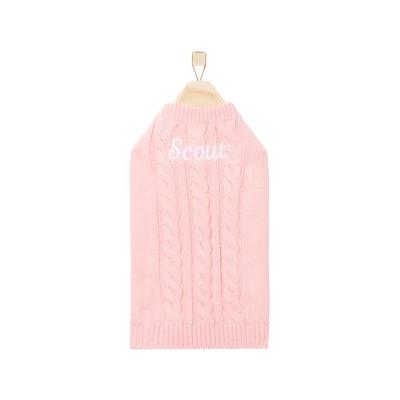 Frisco Personalized Dog & Cat Cable Knitted Sweater, Small, Light Pink