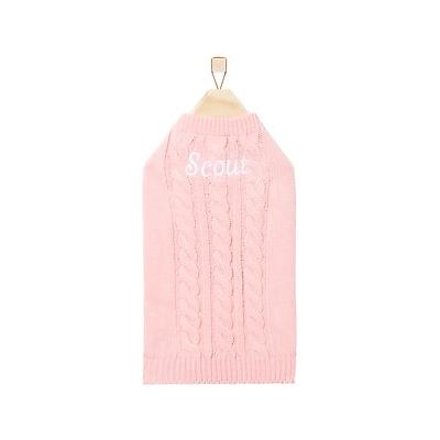 Frisco Personalized Dog & Cat Cable Knitted Sweater, Small, Light Pink