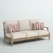 Lark Manor™ Arikka Patio Sofa w/ Cushions Wood/Natural Hardwoods in Brown/White | 37 H x 81 W x 35 D in | Wayfair 0478623629BF4BDCA8E07F6185DB360D