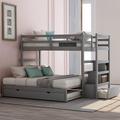 Red Barrel Studio® Twin Over Twin/King Bunk Bed w/ Trundle by Red Barrel Studio in Gray | 65 H x 42.3 W x 94.7 D in | Wayfair