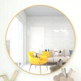 Wade Logan® Sweetgrove Round Metal Framed Wall Mounted Mirror Metal in Yellow | 1.58 D in | Wayfair BF13E007219C4AF8972CB343054A36E6