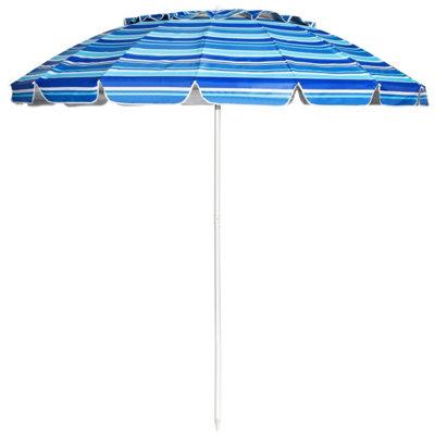Arlmont & Co. Doukala 8 Ft Patio Beach Umbrella Sun Shelter W/sand Anchor & Tilt Air Vent For Garden Beach Backyard Navy Metal | Wayfair