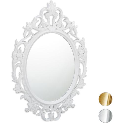 Barock Spiegel, ovaler Spiegel zum Aufhängen, Antik Barock Design, mit Rahmen, Flur, Bad &