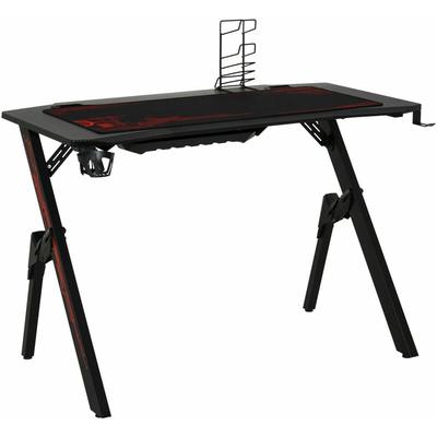 Gaming Tisch Computertisch mdf Metall Schwarz+Rot 110 x 59 x 75 cm 110 cm x 58 cm x 75 cm - Schwarz
